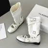 Botines de Ballet de Punta Plana Apilables Botas Sandalias Uso Bidireccional Adelgazante Lazo Desmontable Caballero Mujer