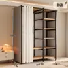 Guarda-roupa aberto com estrutura metálica, armário de armazenamento para quarto, uso doméstico, fácil de montar, adequado para apartamentos de aluguel