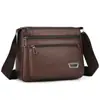 Bolso de Hombro Cruzado de Cuero para Hombre para Viajes de Negocios Casual Versátil Trabajo Bolso de Negocios para Hombres Bolso con Cremallera Multicapa Bolso de Celebridad de Internet Hombres