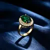 Anel feminino colorido com pedras preciosas e zircônia oval incrustada, moderno e luxuoso, único e estiloso, anel estilo 'ins', joia de alta qualidade
