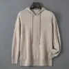 Sudadera con capucha casual de punto para hombre, de lana 100% pura, de alta gama, lista para usar, para otoño e invierno, suéter de punto, chaqueta con capucha de cachemir
