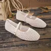 Zapatos Planos Transpirables de Boca Baja para Mujer, Talla Grande, Diseño Hueco, Zapatos de Comercio Transfronterizo, Talla 42, Sandalias Casuales de Malla con Correa Cruzada