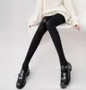 Leggings de cintura alta na cor café para mulheres, primavera e outono, estilo Melade, modelador, veludo, marrom, meia-calça com pé para usar com saias