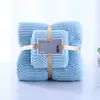Venta al por mayor del fabricante Toalla Gruesa de Terciopelo de Coral Juego de Toallas de Baño para el Hogar Color Sólido Suave Absorbente Secado Rápido Toalla de Playa