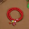 Pulsera de cinabrio al por mayor, cinabrio púrpura y dorado, hebilla de paz de cinabrio, bolsa de dinero valiente, calabaza, pulsera de múltiples vueltas para hombre y mujer