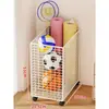 Cesta de Almacenamiento para Esterilla de Yoga, Cesta de Almacenamiento Móvil para Equipo de Fitness del Hogar, Estante de Almacenamiento para Raquetas de Bádminton, Plegable