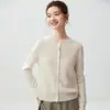 Suéter cárdigan de punto trenzado con botones para mujer, estilo suave, cuello redondo, manga larga, 100% cachemira pura, Otoño/Invierno 2026
