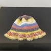 Falda Coreana Sombrero de Lana de Color Contraste para Mujer Otoño e Invierno Cálido Color Rostro Pequeño Sombrero con Protección para las Orejas Sombrero de Punto de Felpa Dopamina