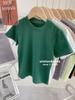 Camiseta Infantil de Algodão Penteado de Cor Sólida 2023 Primavera e Verão Novo Estilo Elegância Camiseta Básica para Crianças Médias e Grandes Moda Infantil para Meninos e Meninas