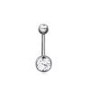 Especial internacional para piercing de umbigo com haste dupla em titânio G23 com pingente de umbigo de diamante duplo, argola de umbigo com rosca externa em titânio F136