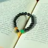 Pulsera de Medicina Herbal China, Linterna Wenwan Qianlingxiang, Cuentas de Incienso de Círculo Único 0.8+ Chapado en Cobre Dorado