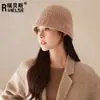 Sombrero para Mujer Hace que la Cara se Vea Más Pequeña, Nuevo Sombrero de Pescador Versátil Cálido de Otoño e Invierno, Sombrero con Protección para las Orejas, Sombrero de Cubo Tejido a Prueba de Frío