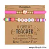 Presente de Dia do Professor Transfronteiriço Pulseira de Argila Macia Maçã Vermelha com Letras Coloridas em Inglês, Estilo Fresco e Simples para a Temporada de Volta às Aulas