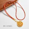 Cadena Versátil con Collar de Ágata Roja del Sur para Mujer, Cadena Larga para Suéter, Joyería de Lujo Ligero de Verano con Colgante de Caballo