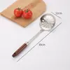 Espátula de acero inoxidable 201 juego de utensilios de cocina mango de madera pala para saltear cuchara de sopa Colador cuchara para cocinar utensilios de cocina