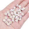 4*7mm acrílico branco dourado inglês contas de letra única contas planas diy joias com contas para educação infantil acessórios
