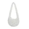 Bolsa Nuvem Plissada Bolsa Versátil Fashionável de Ombro Único Bolsa Dumpling Grande Capacidade Algodão para Baixo Bolsa de Braço Simples Transversal
