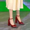 Tacones Altos Adelgazantes de Tacón Grueso con Correa de Hebilla Única Zapatos de Vestir de Punta Metálica de Boca Baja para Mujer Llegada Nueva Primavera 2026 Zapatos de Vestir de Hebilla Única para Mujer