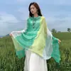 Chal tejido a mano de nudo chino verde estilo étnico para viajes y vacaciones, bufanda fina de seda para mujer para vacaciones en la playa y la costa