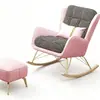 Sillón mecedor individual de lujo ligero con estampado de pata de gallo para balcón de casa, silla sofá perezoso, mecedora de madera maciza con reposapiés