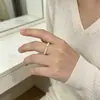 Anillo de perla natural, anillo elástico ajustable de agua dulce, cobre chapado en oro, anillo de cola de cuenta pequeña, estilo versátil