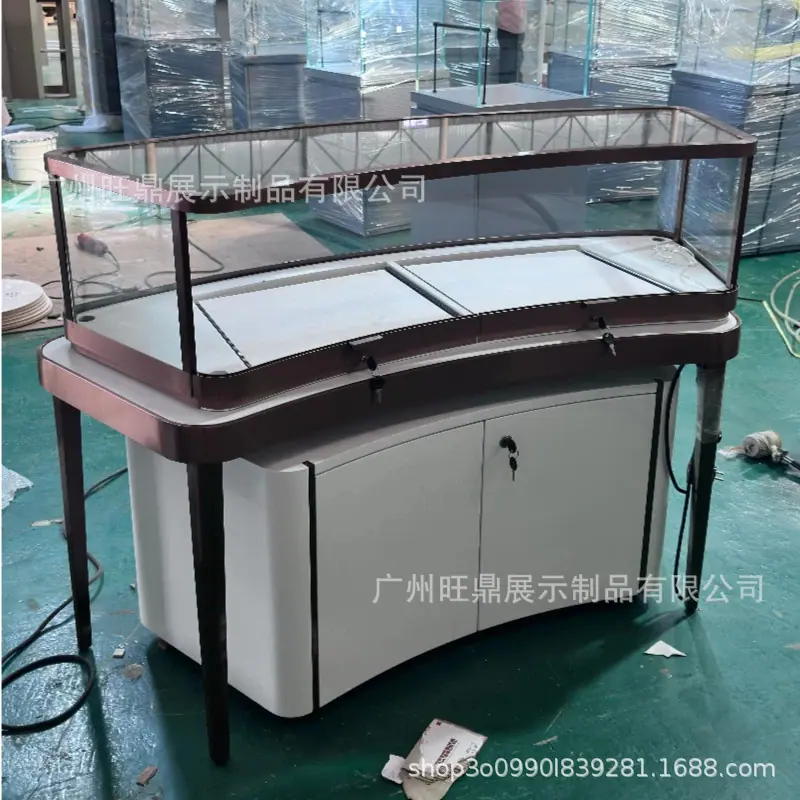 珠宝柜不锈钢产品展示柜弧形半圆形玻璃展示台黄金珠宝店柜台直销