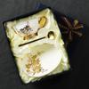 Juego de Tazas de Café de Porcelana de Hueso de Alta Gama y Elegante, Taza y Platillo de Cerámica Exquisitos, Caja de Regalo de Alto Valor, Regalo de Inauguración