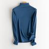 Suéter Térmico de Punto de Seda de Morera con Cuello Alto para Mujer, Camiseta Básica de Canalé con Forro Polar, Top Interior Adelgazante, Camiseta para Otoño e Invierno Nueva Colección