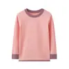 Otoño Invierno Niños y Niñas Ropa de Otoño Camiseta Básica Niños Grandes Pijamas Cálidos Jacquard Infantil Lijado Doble Cara Ropa Interior Térmica