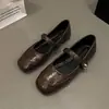 Zapatos de Mujer Estilo Francés, Elegantes Zapatos Planos Mary Jane Marrones Novedad Verano 2026, Zapatos de Hada Inspirados en Chanel con Punta Cuadrada