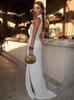 Vestido de Verão Europeu e Americano Transfronteiriço Nova Moda Elegante Sem Mangas Slim Fit Gola Alta Patchwork Longo com Fenda para Mulheres
