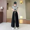 Pantalones casuales de pierna ancha para mujer, nuevo estilo de otoño, con diseño de cintura elástica en la espalda, pierna recta, holgados, casuales, adelgazantes, pantalones Yamamoto