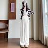 Calça de Maternidade 2025 Outono e Inverno Nova Wide-Leg Veludo de Algodão Europeu Tricô Tiras de Arroz Glutinoso Casual Versátil Emagrecimento Calça Wide-Leg de Maternidade