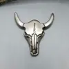 Artículos de Cuero Incrustados Estilo Antiguo, Cinturones, Ropa, Juegos de Cerraduras, Accesorios, Hebilla de Billetera con Cabeza de Toro de Tornillo