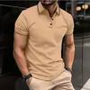 Camiseta de Manga Corta para Hombre con Botones, Estampado 3D, Casual, Versátil, Simple, de Verano, de Alta Venta Transfronteriza Europea y Americana