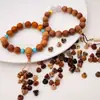 Vaso de Madera Pagoda Sándalo Negro Ciprés Cuentas de Sándalo Dorado Cuentas Sueltas Pulsera DIY Hecha a Mano Colgante para Pulsera Accesorios
