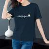 [100% Algodón] Verano Suelta Manga Corta Abertura Camiseta Mujer Estampada Cuello Redondo Top Algodón Suelta Jersey Camiseta Básica