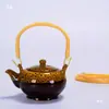 Asa de Tetera Tejida a Mano, Accesorios de Flor de Cerámica para Tetera, Asa Tejida de Bambú Plástico