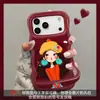 Capa de celular de menina de chapéu vermelho para Apple 18pm, iPhone 16, design fofo de desenho animado, 17 suporte duplo, 15 anti-queda