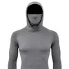Ropa de entrenamiento de ciclismo para exteriores de talla europea y americana, alta elasticidad, secado rápido, protección solar, manga larga, con capucha, cuello alto, ajustada.