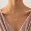 Europeu e Americano Comércio Exterior simples colar feminino handmade all-matching fábrica de jóias atacado dupla camada redonda lantejoulas colar de pérolas
