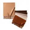 Bufanda de Borlas para Comercio Exterior Transfronterizo, Color Sólido, Versátil, Gama Alta, Estilo Coreano, Bufanda Larga para Pareja, Chal Cálido de Otoño e Invierno