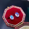 Anillo Explosiones Luz de Luna Azul Moda para Mujer Estilo Sencillo Piedra Principal 4x 6mm Venta al por Mayor de Fábrica Plata S925