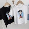 Camiseta de manga corta de algodón puro con dibujos animados para niños, ropa de verano para bebés y niñas, bonito vestido de verano de media manga para bebés.
