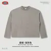 BE Ropa para Hombre Marca de Streetwear Retro Americano Tejido Waffle Cuadrado Holgado Hombro Caído Estampado de Copos de Nieve Lavado Camisa de Manga Larga para Hombre