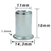 Tuerca remachable Cabeza plana Patrón vertical Moleteada Zinc plateado Tuerca remachable Agujero pasante Tapa de tracción Tuerca de tracción Tirar M3M6M8