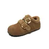 Zapatos Birkenstock de Felpa con Suela Gruesa para Mujer 2026 Otoño/Invierno Nuevo Estilo Zapatos de Piel Doble Botonadura para Exteriores Zapatos de Algodón para Mujer