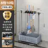 Suporte de Mop para Chão Móvel Aço Inoxidável Comercial Lavagem e Pano de Mop Pia Rack de Armazenamento Ferramentas de Limpeza para Sala de Aula Rack de Armazenamento com Drenagem