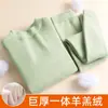 Roupa íntima térmica de gola média feminina Lã Berber grossa peça única veludo plus size roupas de outono à prova de frio base superior inverno