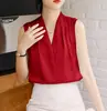 Top de satén sin mangas, holgado, adelgazante y elegante para mujer, nuevo modelo de verano, moda simple y elegante, camisa adelgazante de moda para ir al trabajo